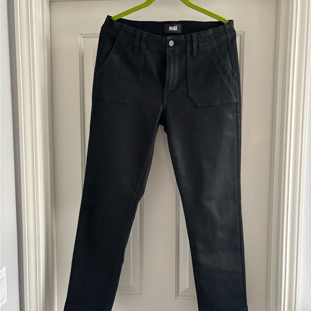 PAIGE Mayslie Coated Ankle straight leg 
Inseam 27 1/4”